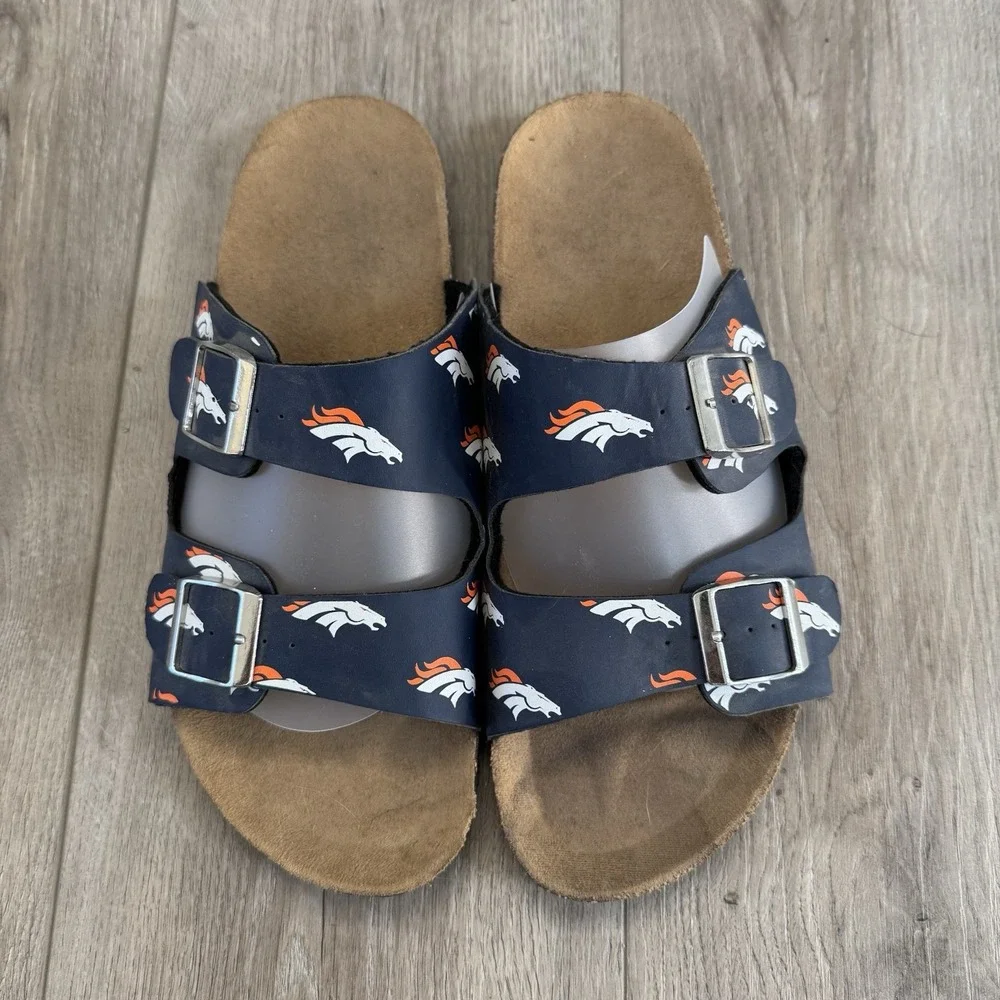 NFL Denver Broncos Logo Double Buckle Sandals Mens Size XL‎ 11-12